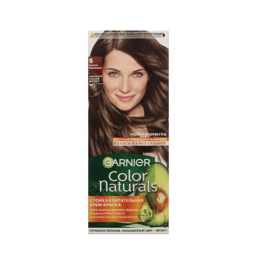 Стойкая крем - краска для волос Garnier Color Naturals 5 Светло-каштановый.