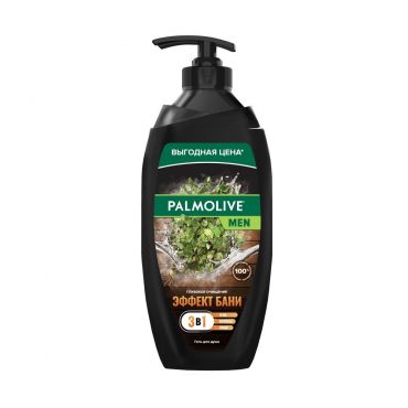 Гель для душа + шампунь для волос Palmolive Men 2в1 " Эффект Бани " глубокое очищение 750мл.