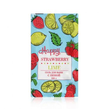 Соль для ванны с пеной Happy " strawberry & Lime " 100г.