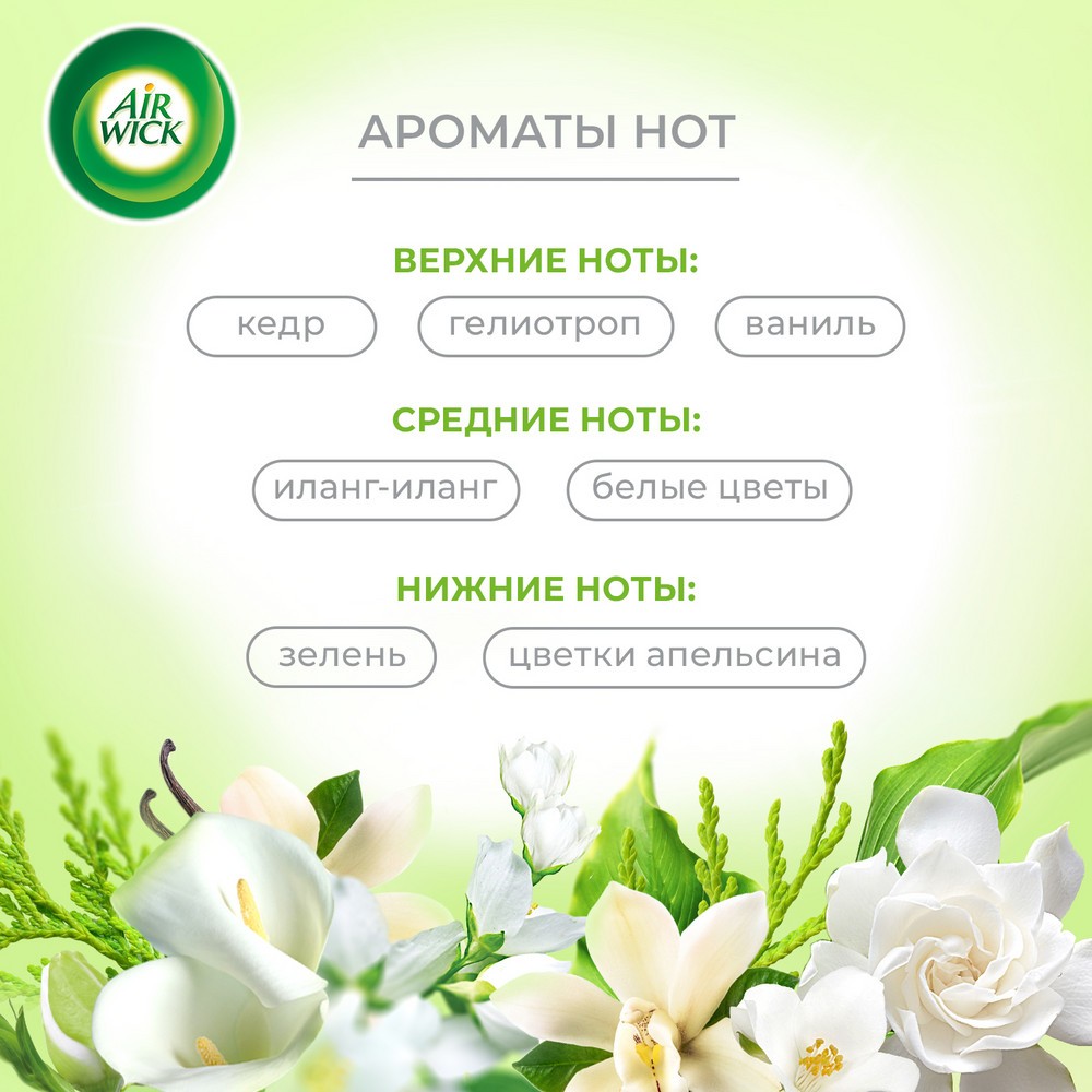Освежитель воздуха Air wick Pure " Иланг-иланг и белые цветы " 250мл. Фото 4.