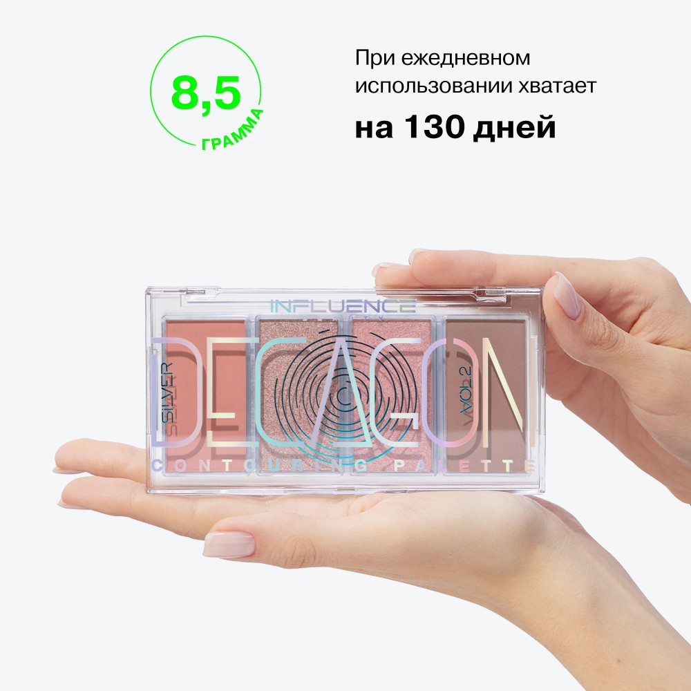 Палетка для контуринга лица Influence Beauty Silver Decagon 02 8,5г. Фото 11.