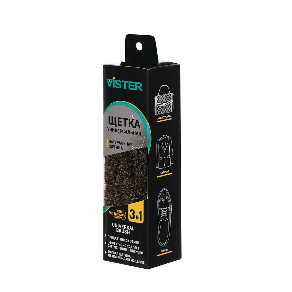 Деревянная щетка Vister для обуви , конский волос. Фото 3.