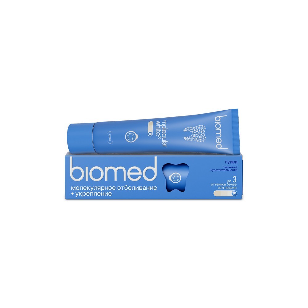 Зубная паста снижение чувствительности , отбеливание и восстановление эмали Biomed Healthywhite Гуава 65г. Фото 1.