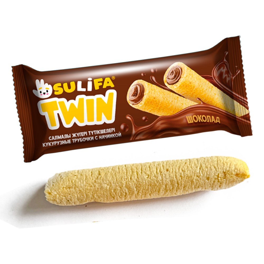 Кукурузные трубочки с шоколадной начинкой Sulfia Twin 18г. Фото 3.
