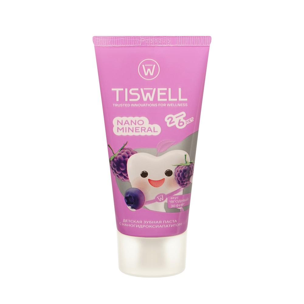 Детская реминерализующая зубная паста Tiswell Nano Mineral Ягодный зефир от 2 до 6 лет 60г. Фото 5.