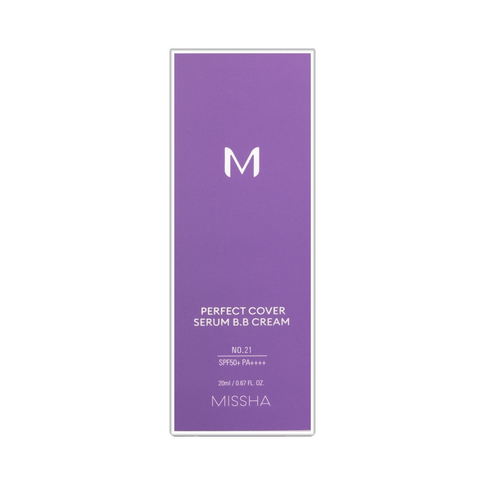Тональный BB крем для лица Missha M Perfect Cover Serum с антивозрастной сывороткой SPF 50+ 21 20мл. Фото 2.