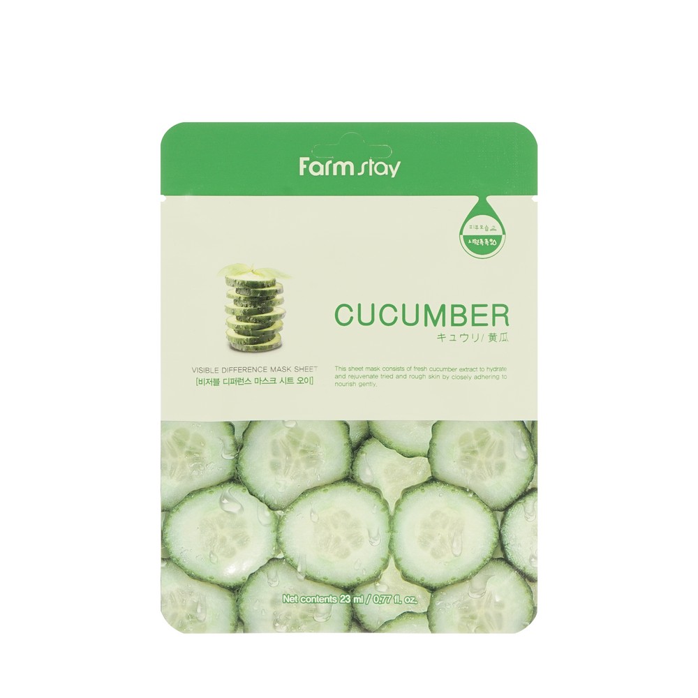 Тканевая маска для лица с экстрактом огурца FarmStay Cucumber 23мл. Фото 1.