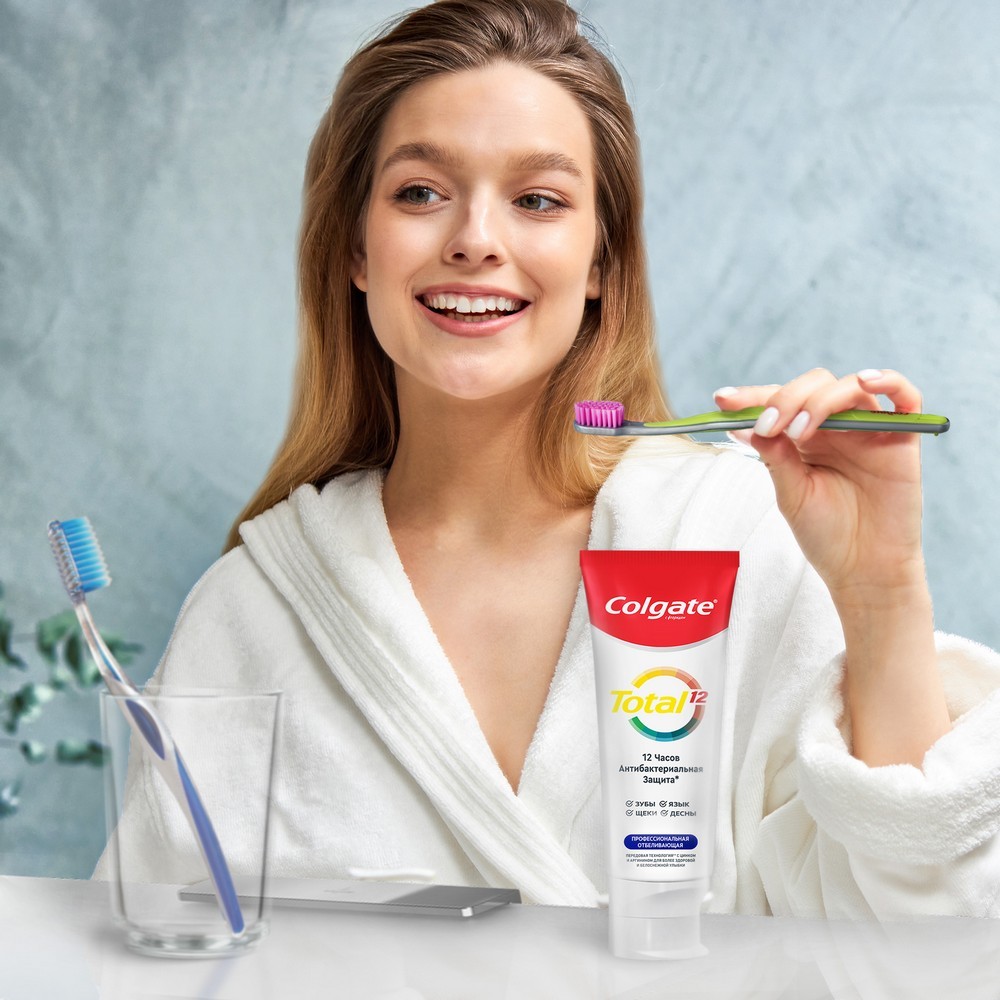 Зубная паста Colgate total 12 " профессиональная отбеливающая " с цинком и аргинином 75мл Вид№7