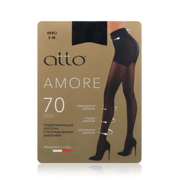 Женские поддерживающие колготки Atto Amore 70den Nero 3 размер.