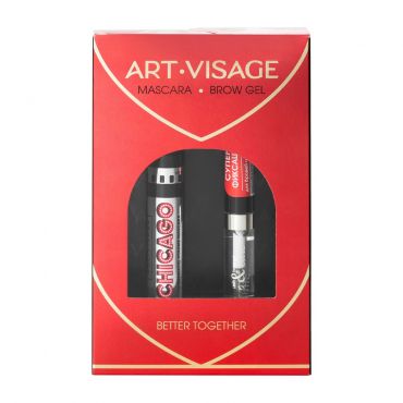 Подарочный набор Art-Visage ( тушь для ресниц Chicago Черная 15мл + гель для бровей и ресниц Fix&Care 4мл ).