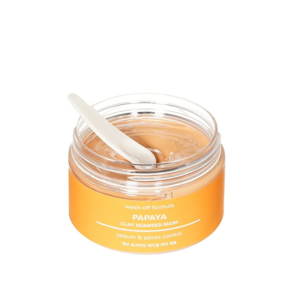 Восстанавливающая маска для лица с папайей NSC Papaya Clay Seaweed mask 120г. Фото 7.
