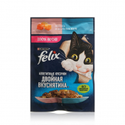 Влажный корм для кошек Felix Двойная вкуснятина " Лосось и форель в желе " 75мл.