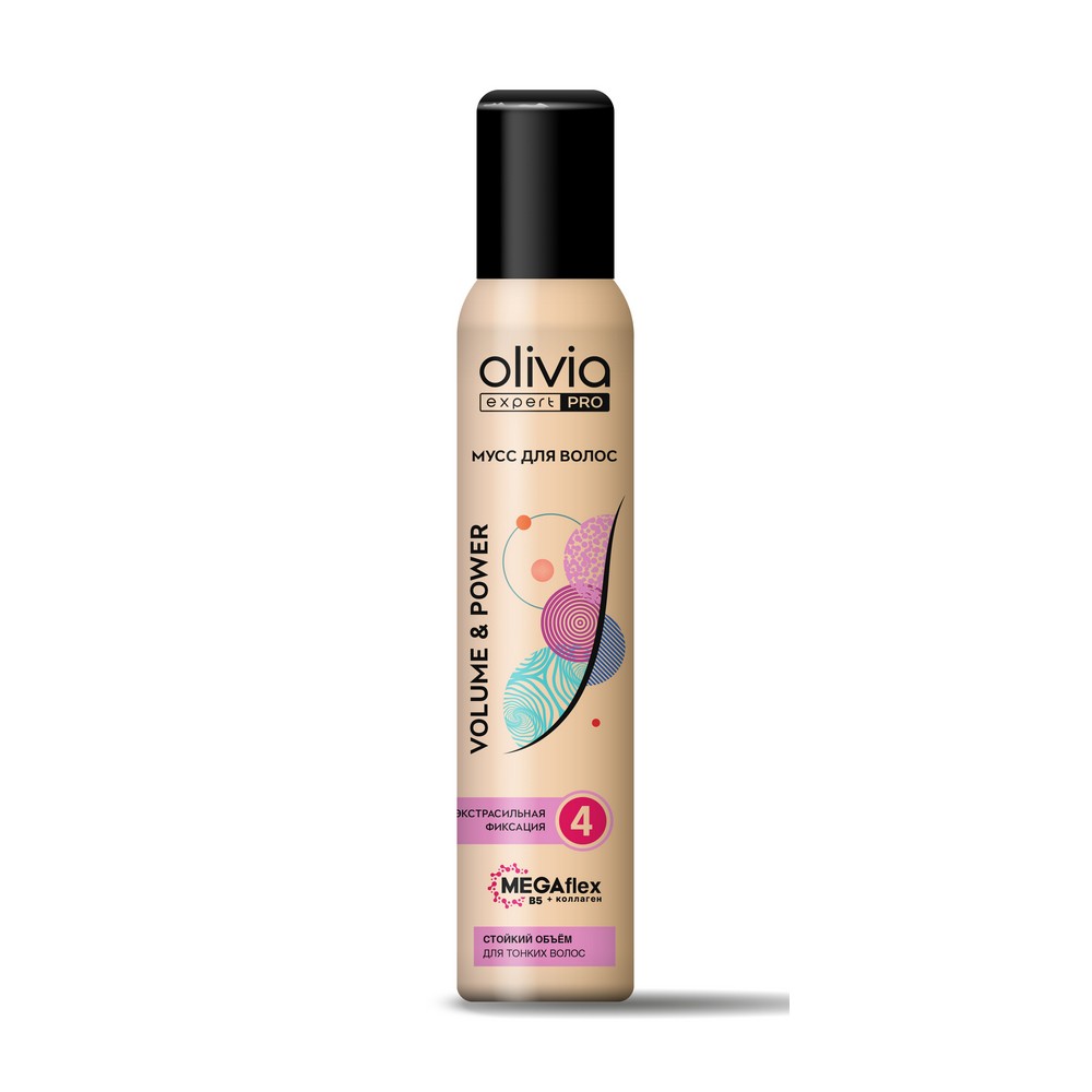 Мусс для волос Olivia expert PRO Volume & Power экстрасильная фиксация 4 150мл