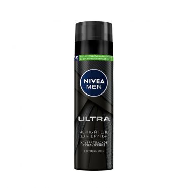 Черный гель для бритья NIVEA " Ultra " с активным углем 200мл.