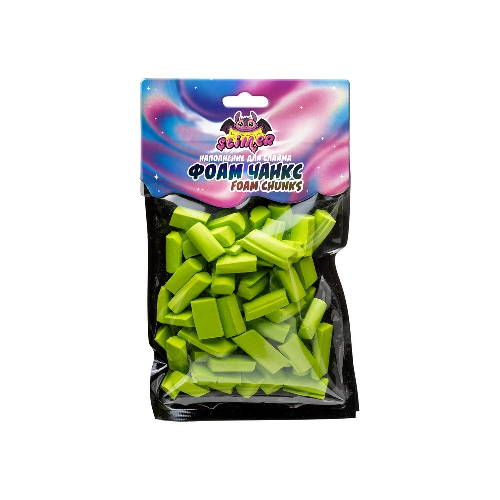 Наполнение для слайма Slime Лаборатория " Foam Chunks " ярко-зеленые. Фото 1.