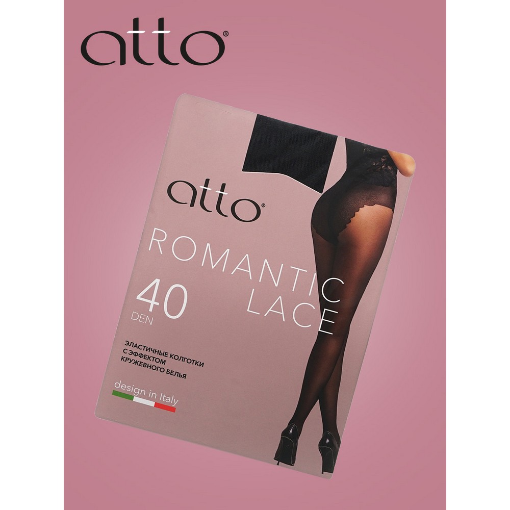 Женские колготки Atto Romantic Lace 40den Nero 5 размер. Фото 7.