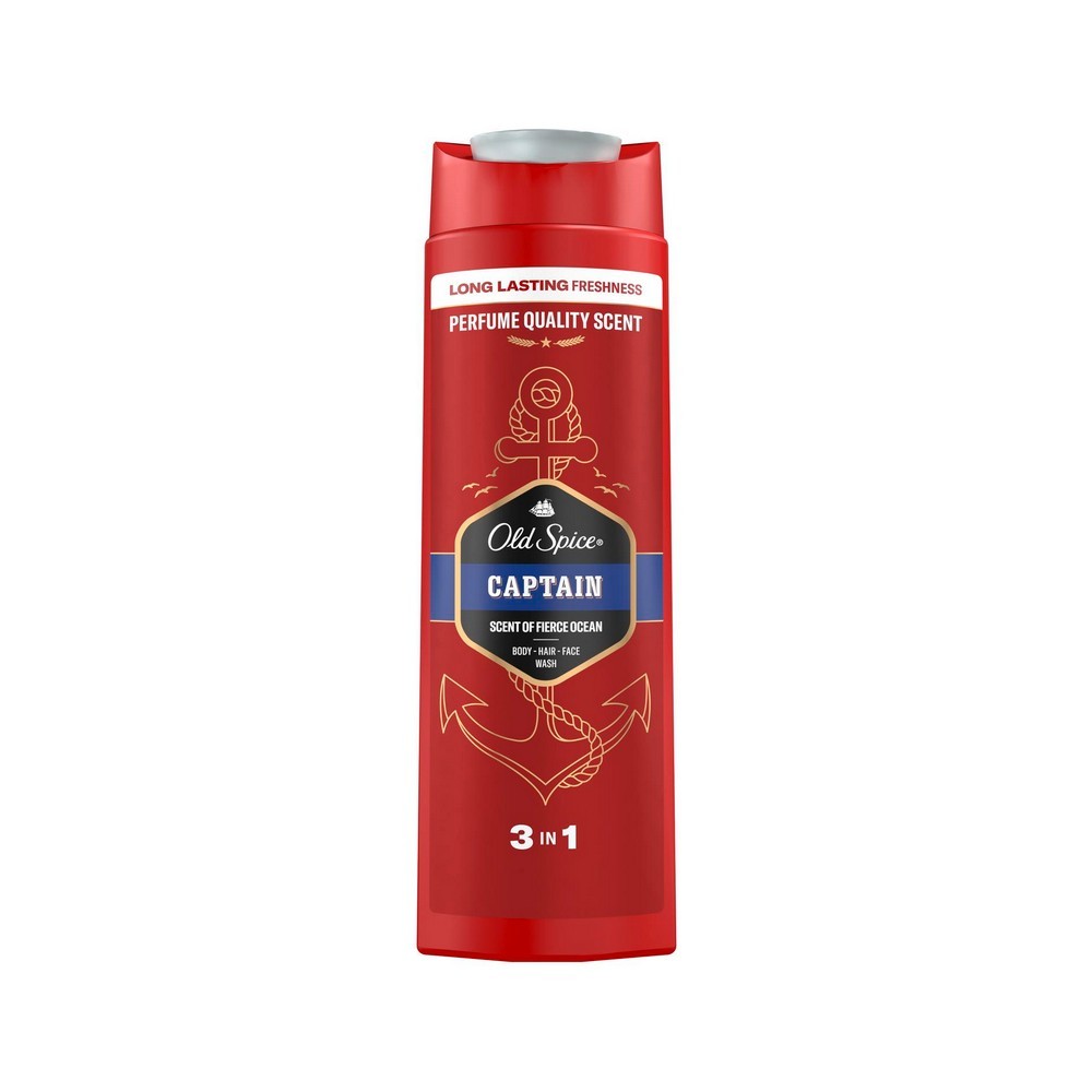 Мужской гель для душа + шампунь для волос 3 в 1 Old Spice Captain 400мл. Фото 1.