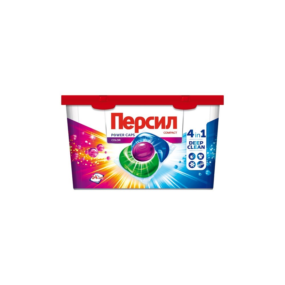 Капсулы для стирки цветного белья Персил Power Caps 4 in 1 Color 14шт. Фото 1.