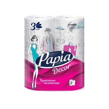 Бумажные полотенца PAPIA 3х-слойные 2шт.