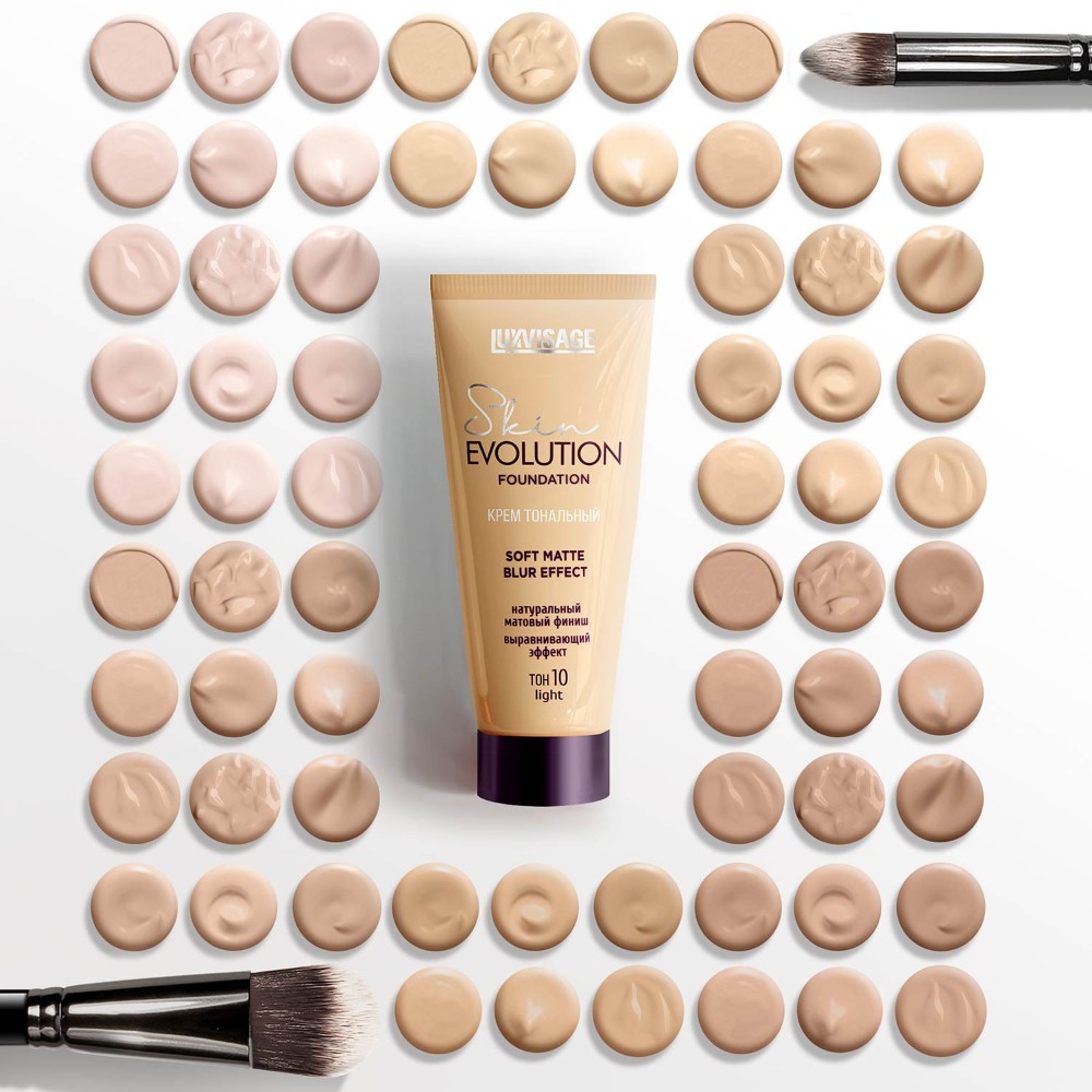 Тональный крем для лица Luxvisage Skin Evolution " Soft matte blur effect " 10 Light 35г. Фото 8.