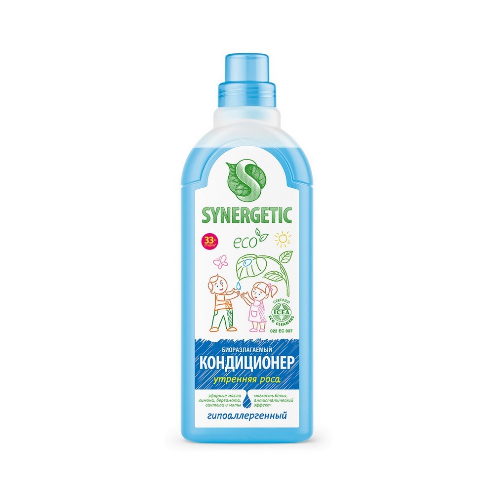 Кондиционер - ополаскиватель для белья Synergetic " Утренняя роса " 1л. Фото 1.