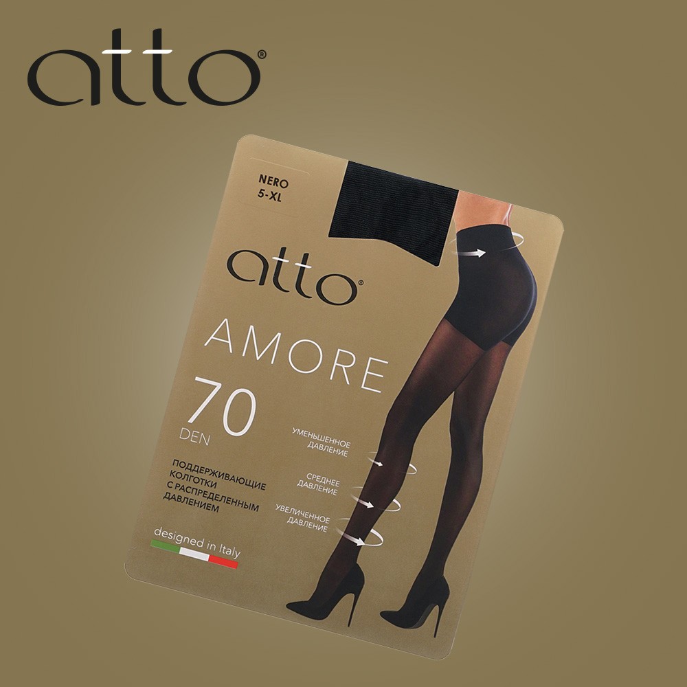 Женские поддерживающие колготки Atto Amore 70den Nero 5 размер. Фото 9.