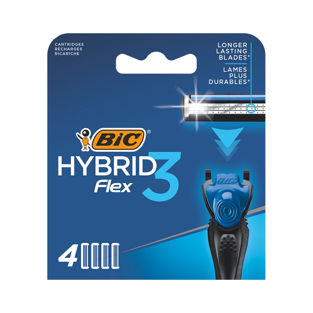 Сменные кассеты Bic Flex 3 Hybrid 4шт. Фото 1.