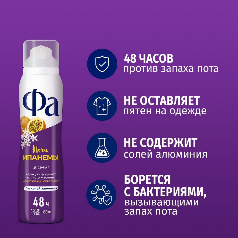 Женский дезодорант - антиперспирант Фа Ритмы Бразилии " Ночи Ипанемы " 150мл. Фото 5.