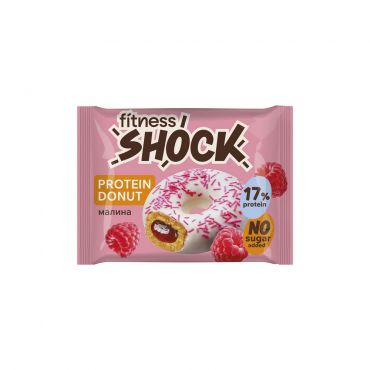 Изделие кондитерское глазированное Донат с малиновой начинкой Fitness SHOK Protein Donut 70г.