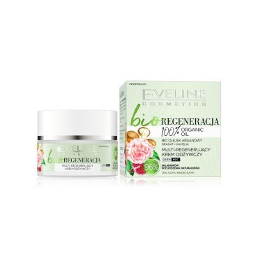 Мульти-регенерирующий питательный крем для лица Eveline 100% organic oil 50мл.