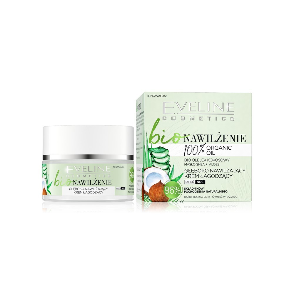 Глубоко увлажняющий крем для лица Eveline 100% organic oil 50мл. Фото 1.