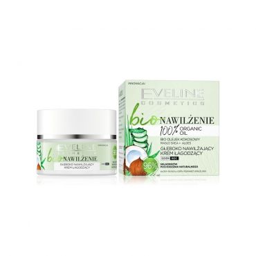 Глубоко увлажняющий крем для лица Eveline 100% organic oil 50мл.