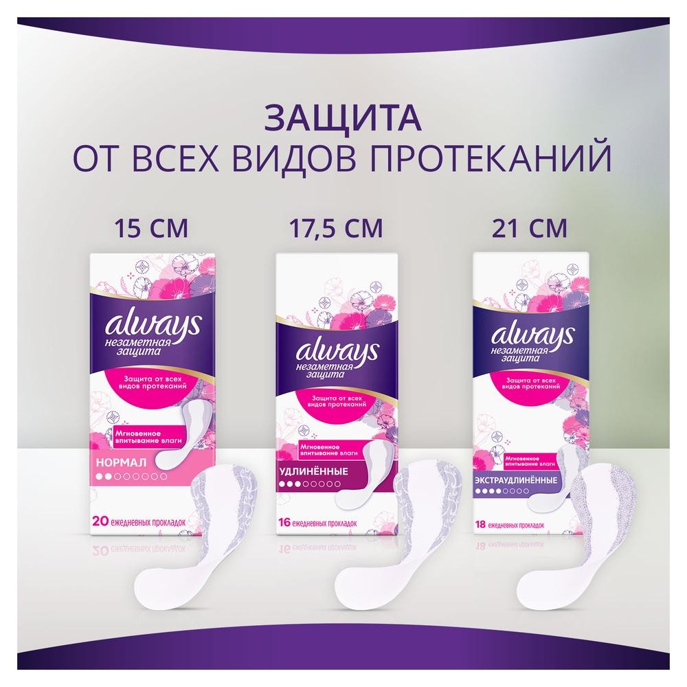 Ежедневные прокладки Always Незаметная защита удлиненные 16шт. Фото 8.