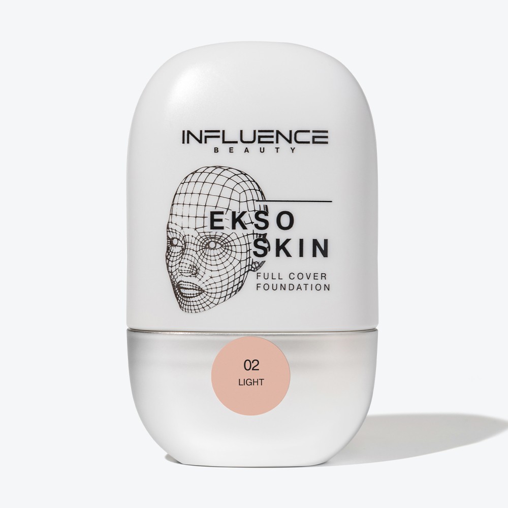 Тональная основа для лица с высокой степенью покрытия Influence Beauty Ekso Skin 02 25мл. Фото 9.