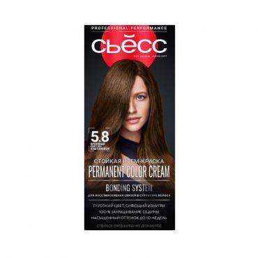 Стойкая крем - краска для волос Сьёсс 5-8 Ореховый светло-каштановый 50мл.