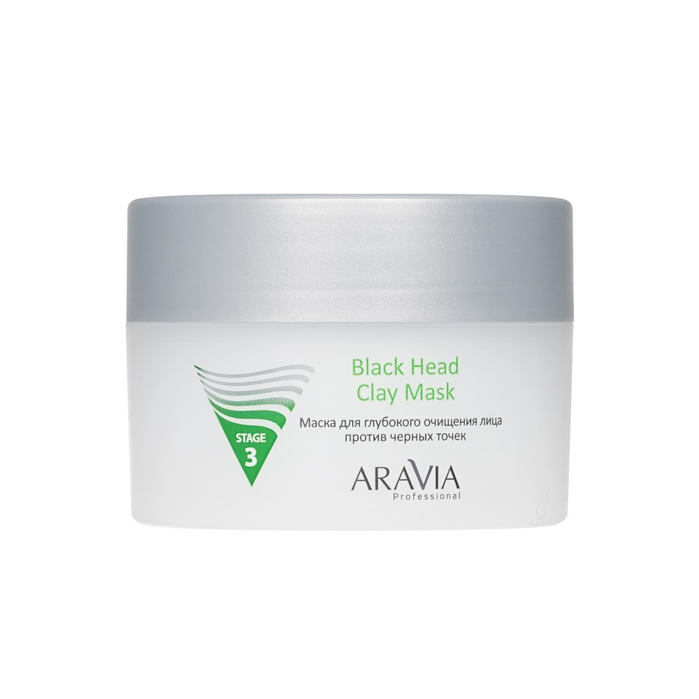 Маска для глубокого очищения лица против черных точек Aravia Professional Black Head Clay Mask 150мл. Фото 1.