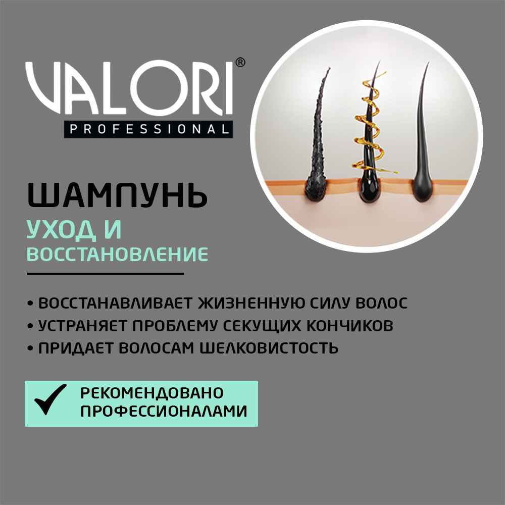 Шампунь для поврежденных волос Valori Professional Repair Therapy 700мл Вид№5