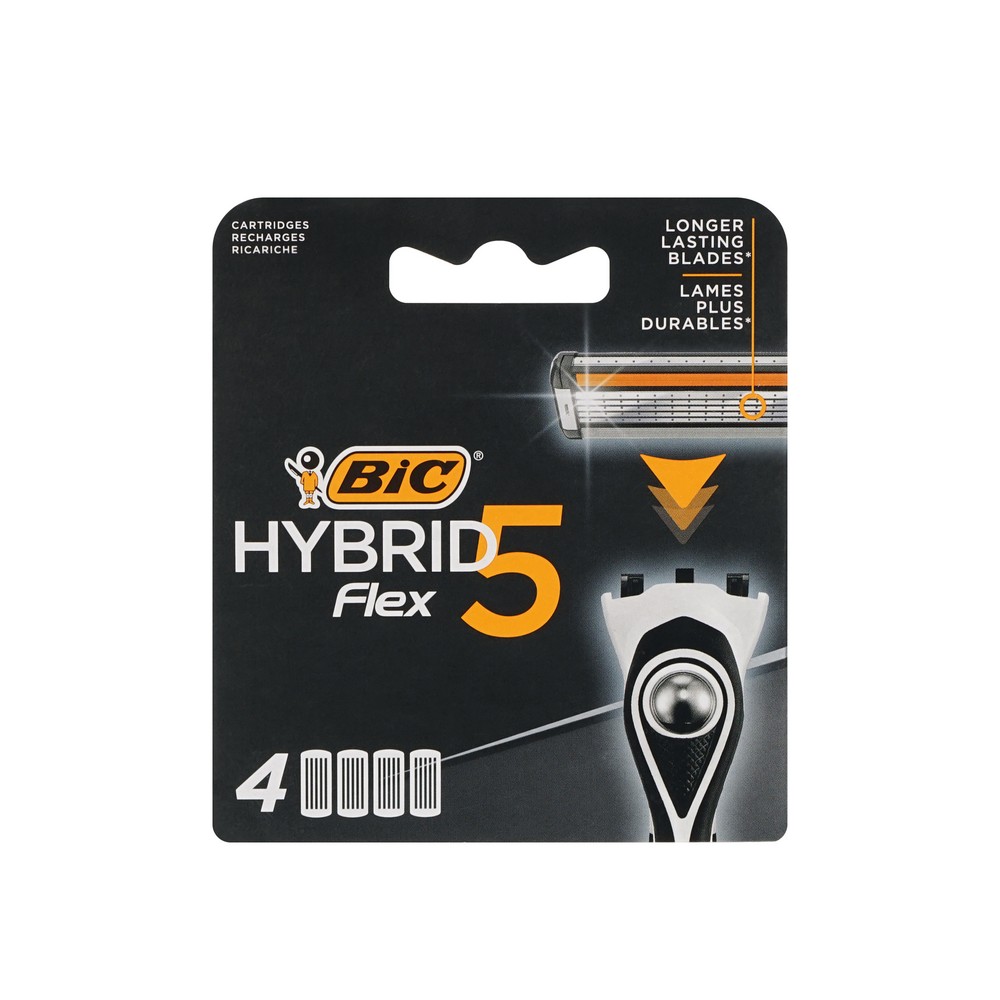 Сменные кассеты для бритья Bic Flex 5 Hybrid 4шт. Фото 1.