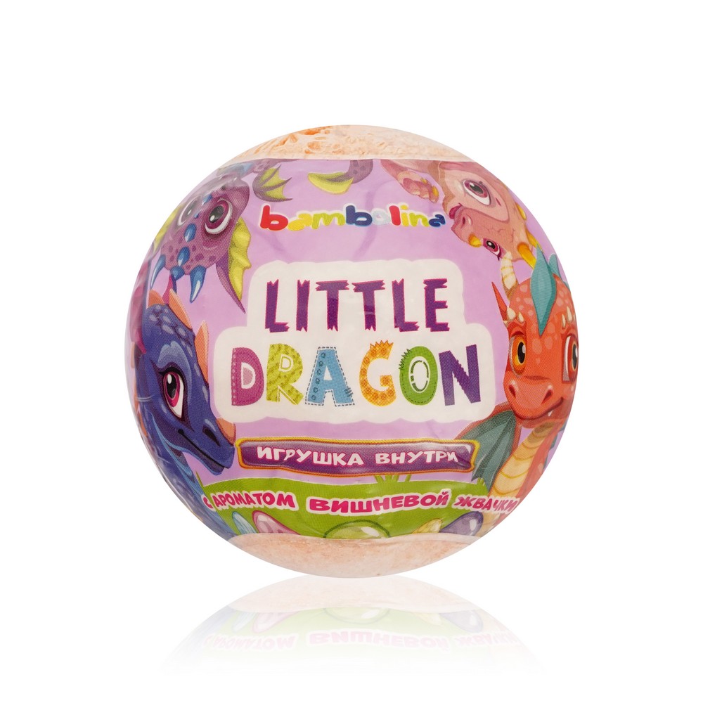 Бурлящий шар для ванны с игрушкой внутри Bambolina Little Dragon с ароматом  вишневой жвачки 3+ 130г – купить в интернет-магазине Улыбка радуги