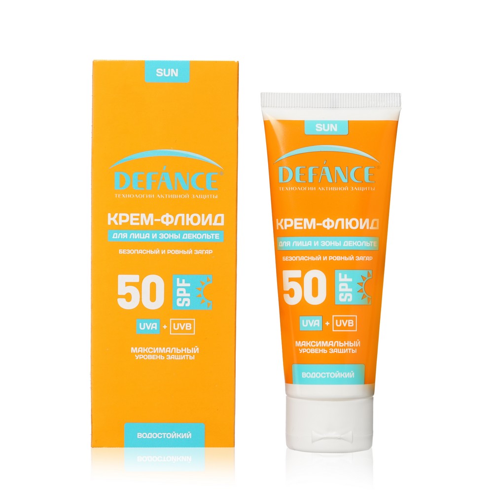 Солнцезащитный крем - флюид Defance для лица и зоны декольте SPF 50 75 мл. Фото 1.
