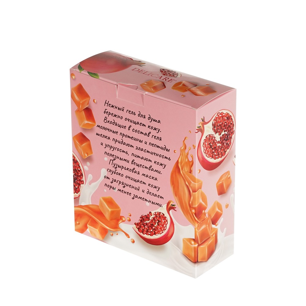 Женский подарочный набор Delicare Нежный молочный уход ( гель для душа Milk & Silk 500мл + Пузырьковая маска для лица ). Фото 3.