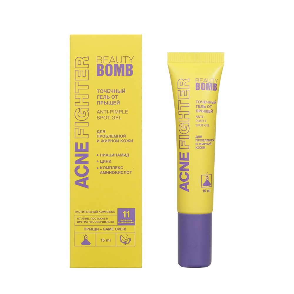 Точечный гель от прыщей для проблемной и жирной кожи Beauty Bomb Acne Fighter 15мл. Фото 1.