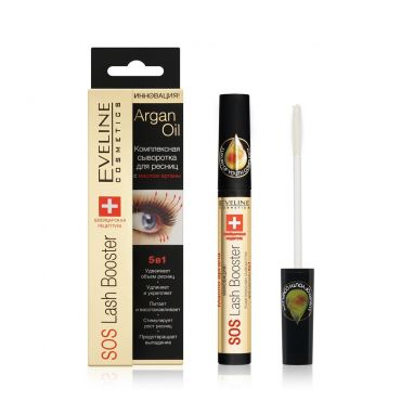 Сыворотка для ресниц Eveline SOS LASH BOOSTER с маслом арганы 5 в 1 10мл.