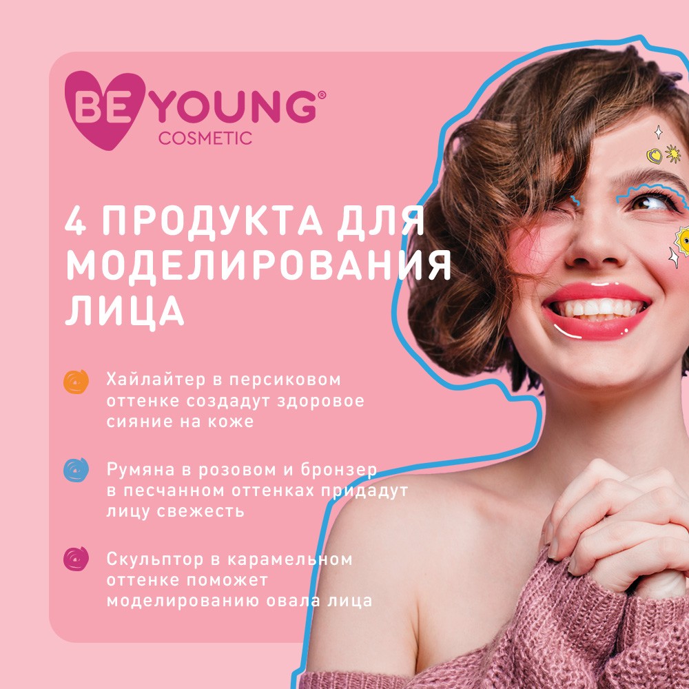 Палетка для скульптурирования лица BeYoung Strobing Palette 01 15г Вид№7