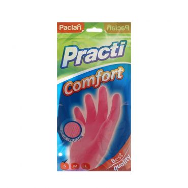 Перчатки резиновые особо прочные Paclan Practi Comfort S розовые.
