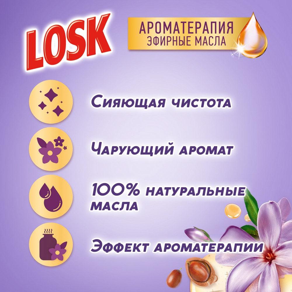 Гель для стирки Лоск Ароматерапия " Индийский жасмин и розовое дерево " 1,46л. Фото 4.