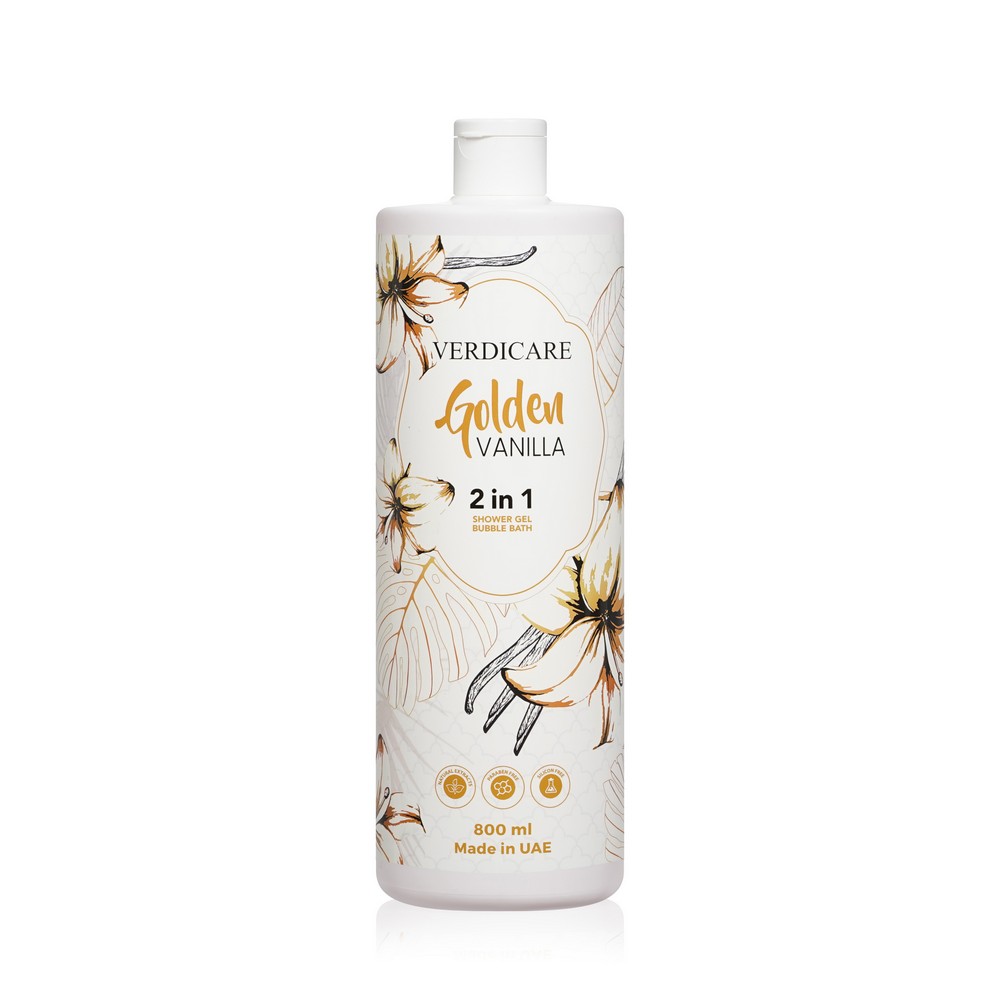 Гель для душа и пена для ванны Verdicare Golden Vanilla 2 in 1 800мл. Фото 1.