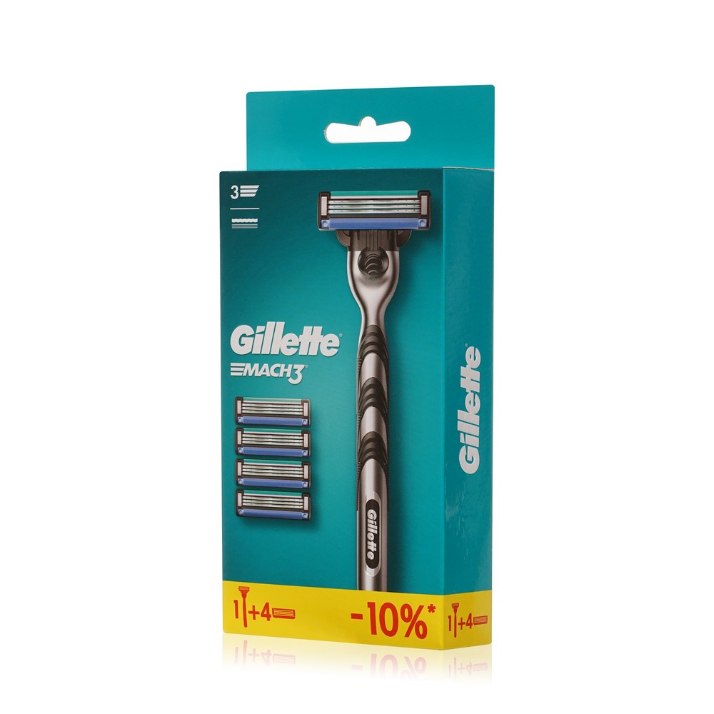 Мужской станок для бритья Gillette Mach 3 + сменные кассеты 5шт. Фото 2.