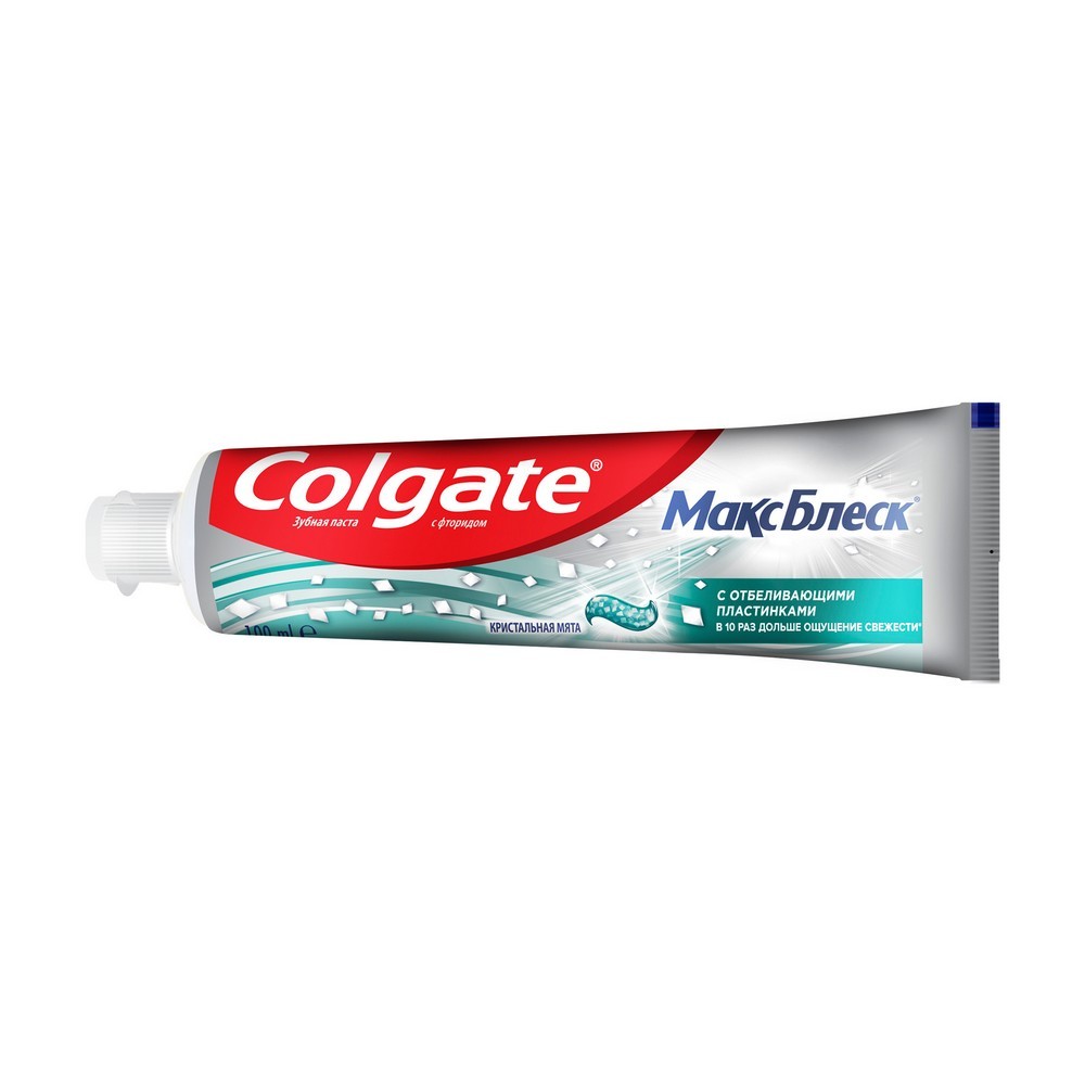 Зубная паста Colgate Макс Блеск с отбеливающими пластинками " кристальная мята " 100мл. Фото 2.