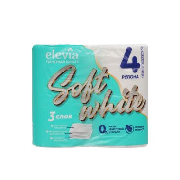 Туалетная бумага Elevia Soft White 3х-слойная 4шт.